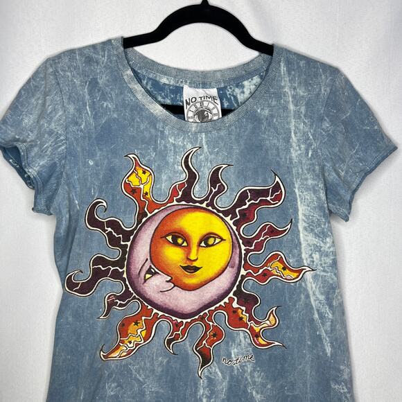 No Time Majestic Moon Sun Tshirt Acid Wash T-Shirt Celestial Moon Sun Tee Large - Picture 2 of 7